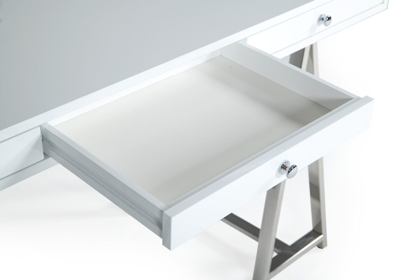 Modrest Ostrow - White + Stainless Steel Desk - Image 5