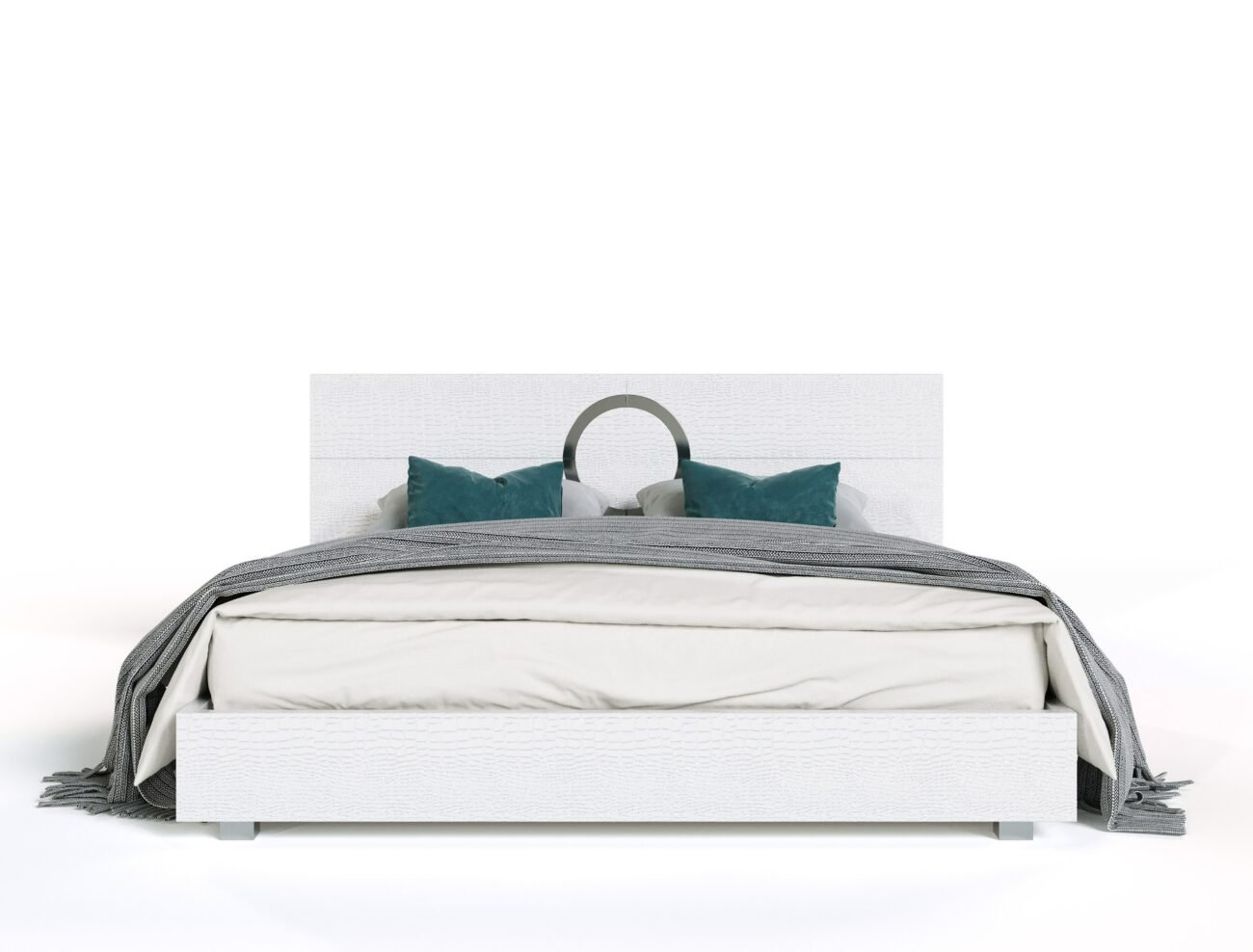 A&X Ovidius + Victoria - Modern White Crocodile Lacquer Bedroom Set - Image 2