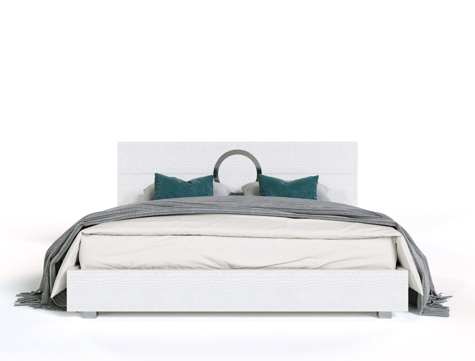A&X Ovidius + Victoria - Modern White Crocodile Lacquer Bedroom Set - Image 2
