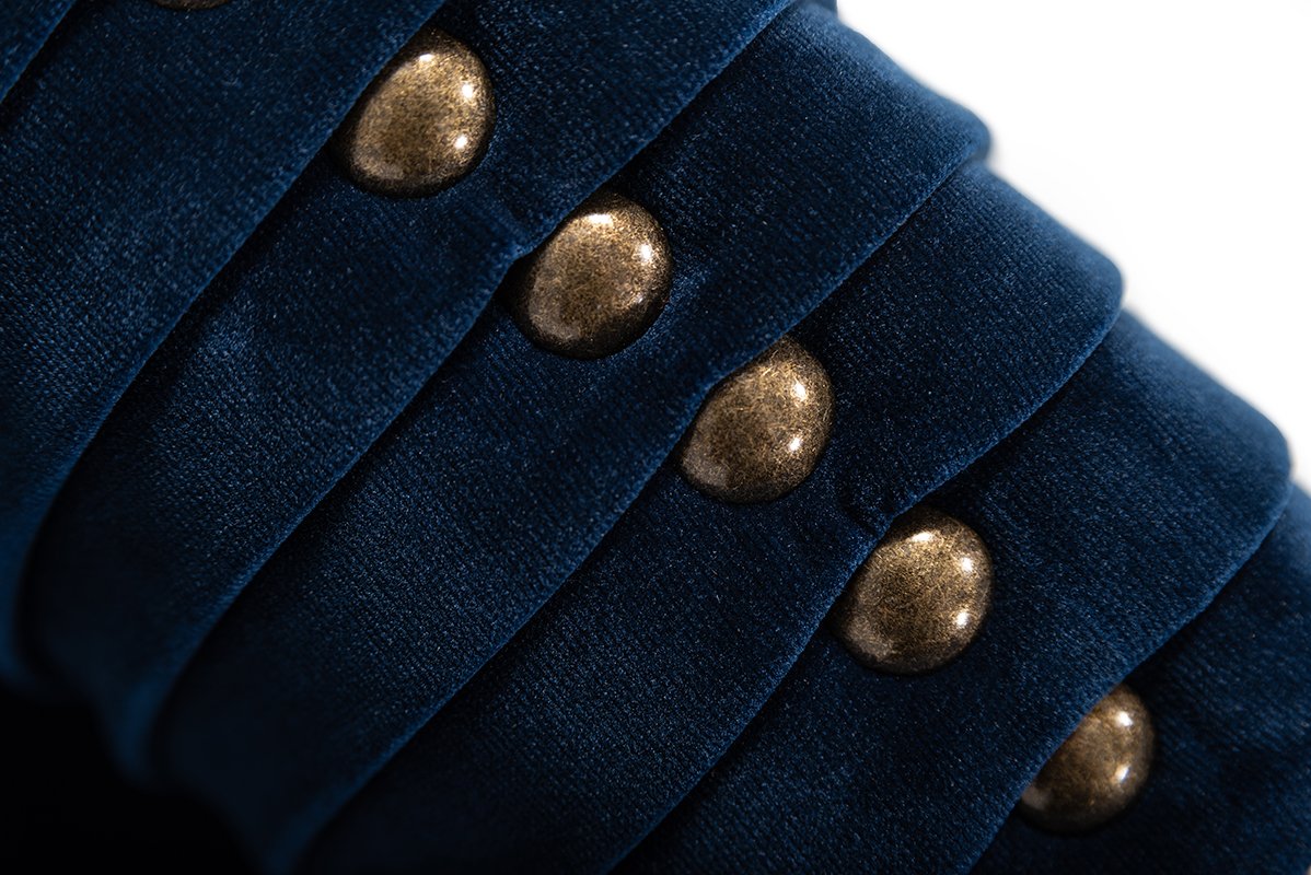 Divani Casa Palomar Modern Blue Velvet & Brass Sofa - Image 3