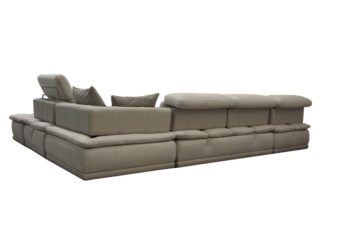David Ferrari Panorama - Italian Modern Taupe Grey Fabric and Leather Modular Sectional Sofa - Image 2