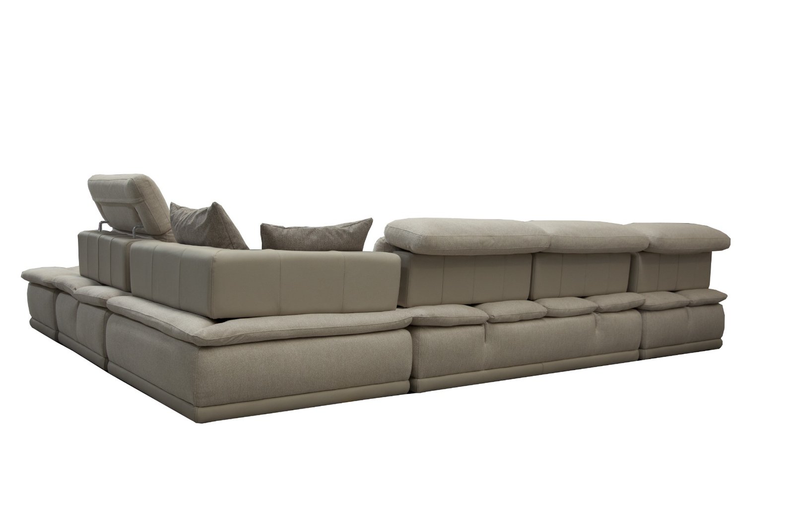 David Ferrari Panorama - Italian Modern Taupe Grey Fabric and Leather Modular Sectional Sofa - Image 2