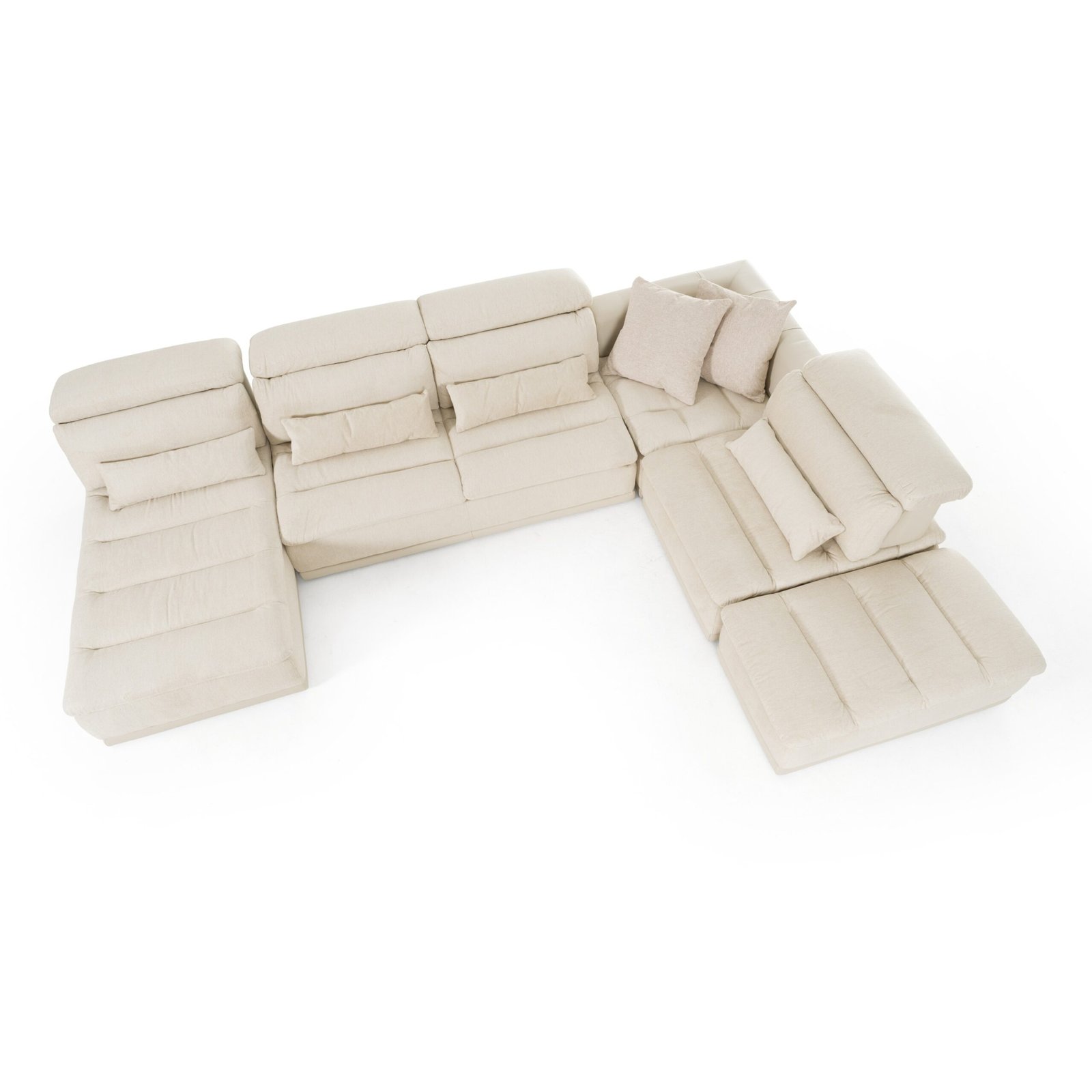David Ferrari Panorama - Italian Modern Beige Fabric Modular Sectional Sofa - Image 4