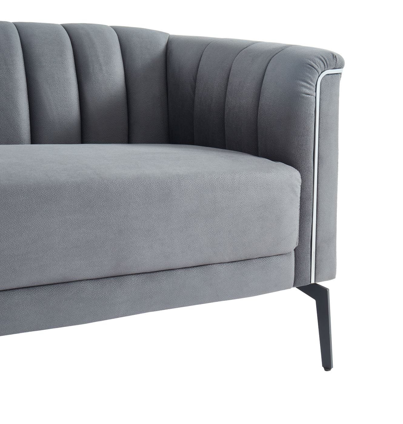 Divani Casa Patton - Modern Dark Grey Fabric Sofa - Image 5
