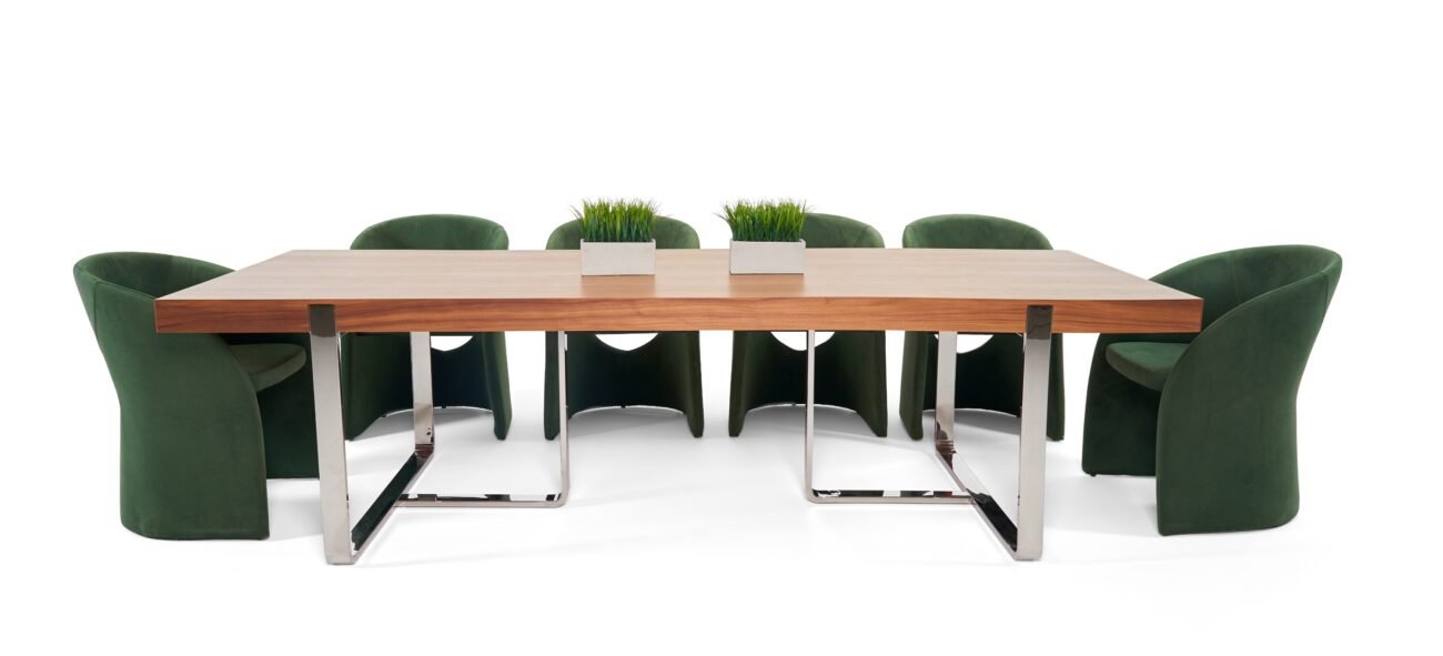 Modrest Pauline- Modern Walnut and Stainless Steel Dining Table - Image 5