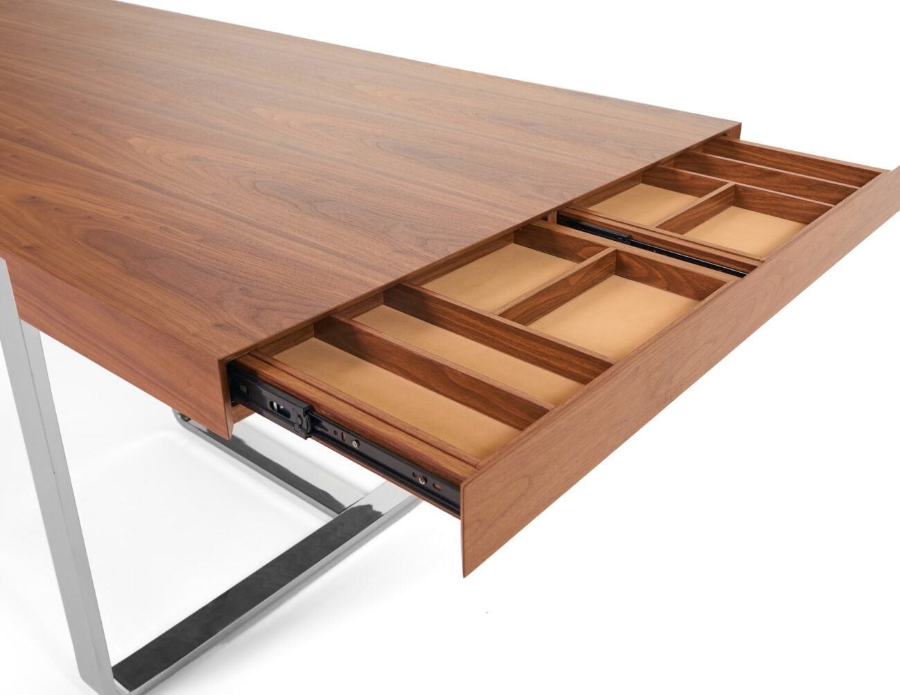 Modrest Pauline- Modern Walnut and Stainless Steel Dining Table - Image 3