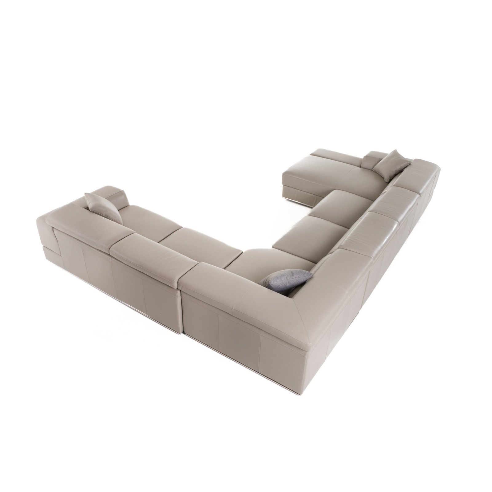 Divani Casa Pella - Modern Grey Italian Leather U Shaped Sectional Sofa - Image 3