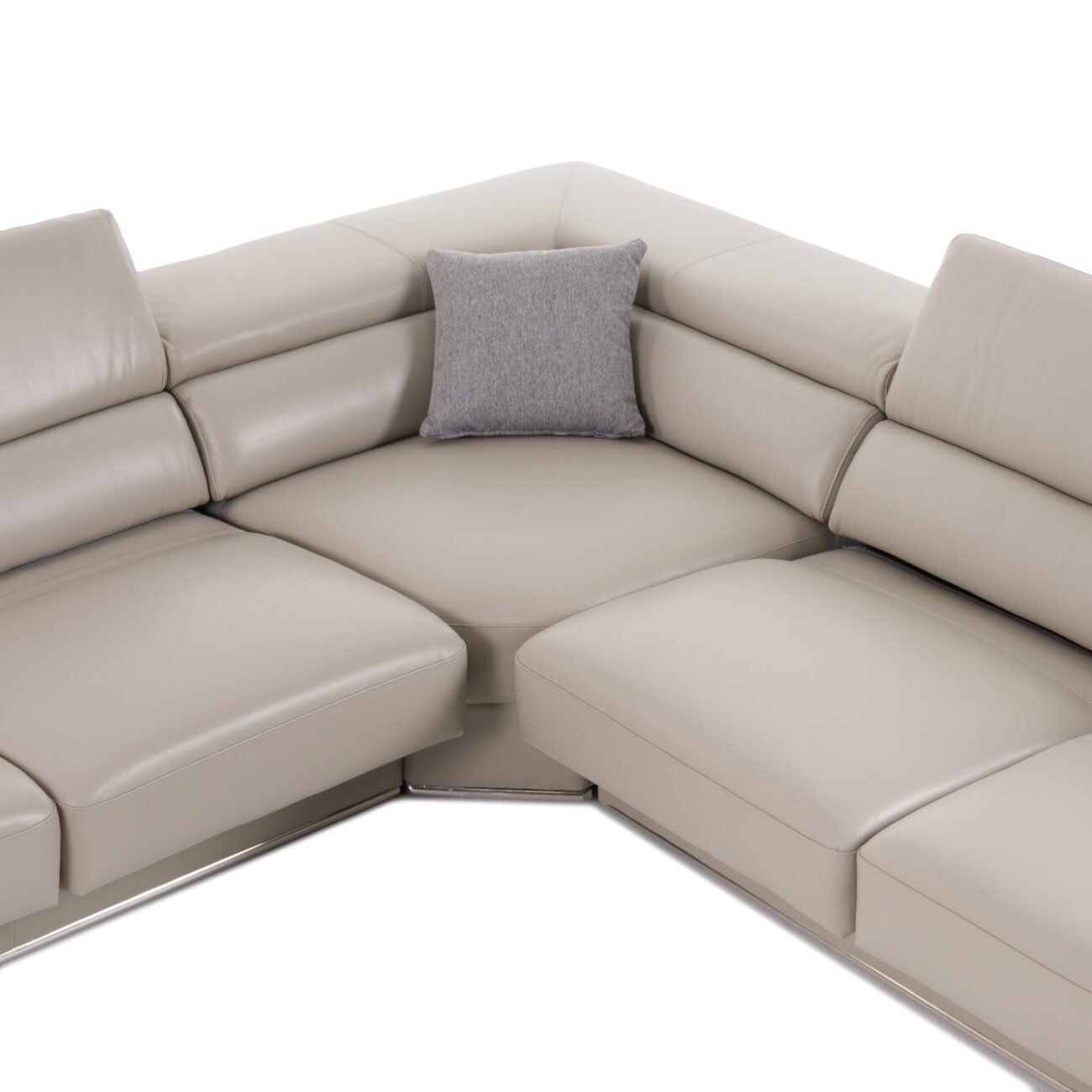 Divani Casa Pella - Modern Grey Italian Leather U Shaped Sectional Sofa - Image 4