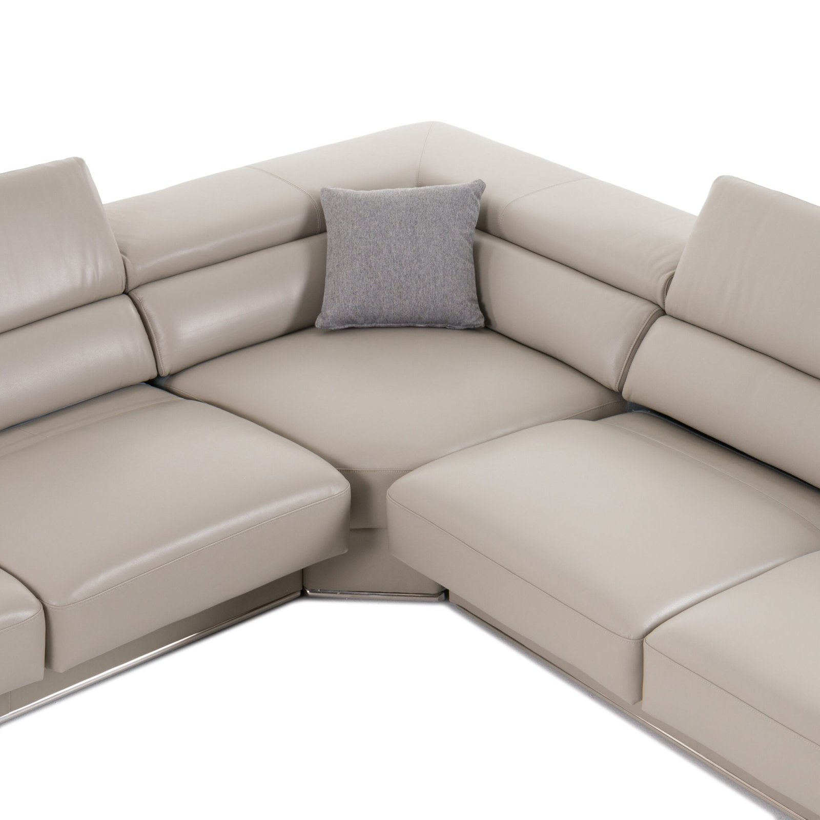 Divani Casa Pella - Modern Grey Italian Leather U Shaped Sectional Sofa - Image 4