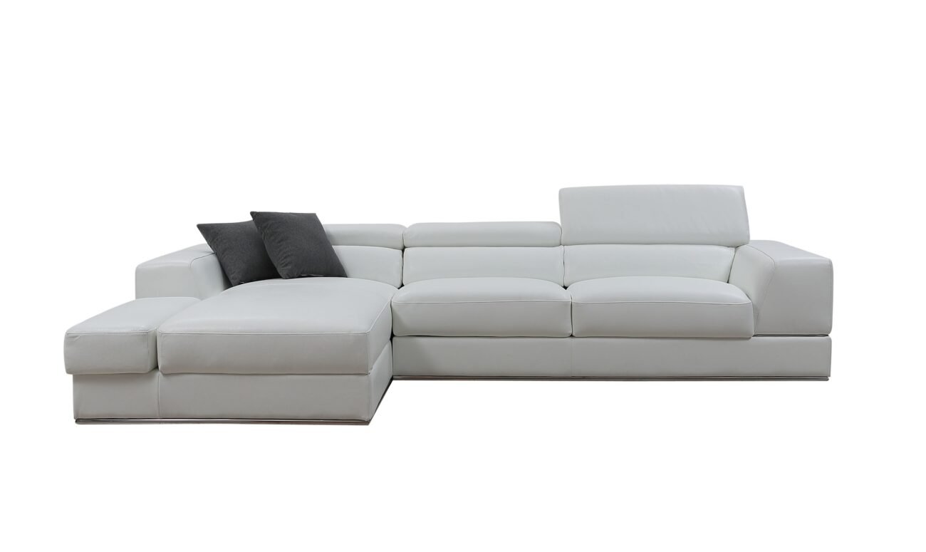 Divani Casa Pella Mini - Modern White Leather Left Facing Sectional Sofa - Image 2