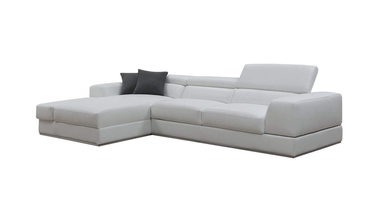 Divani Casa Pella Mini - Modern White Leather Left Facing Sectional Sofa - Image 3