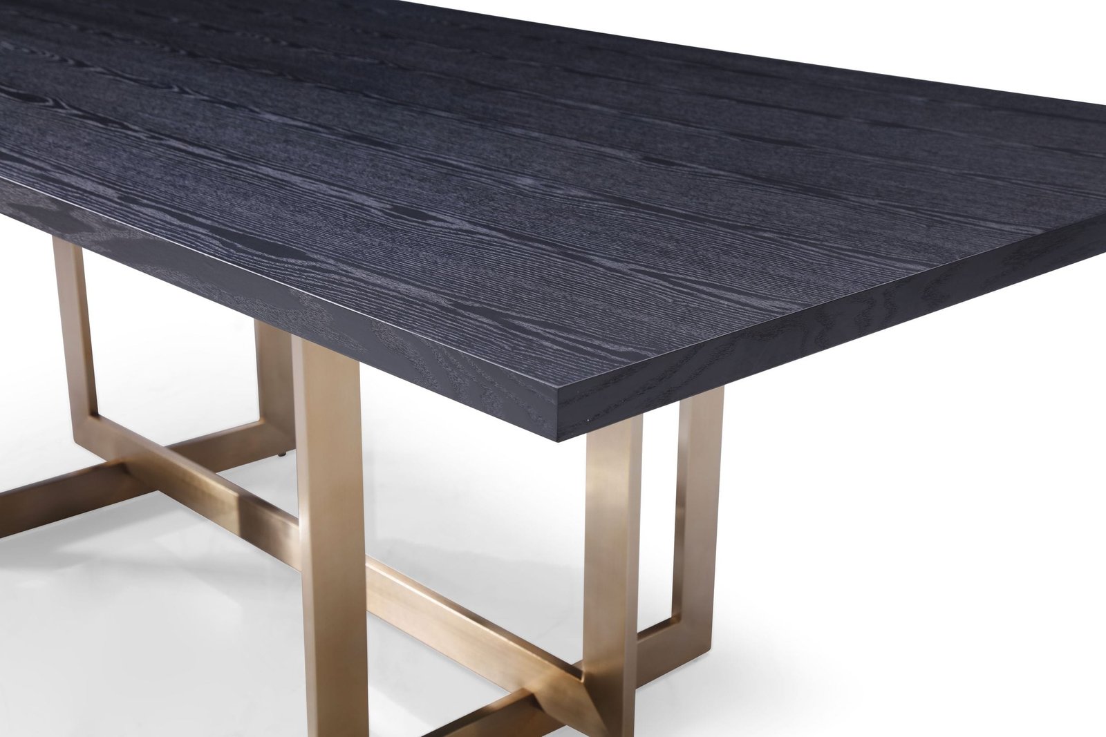 Modrest Pike - Modern Black Ash & Brass Dining Table - Image 2