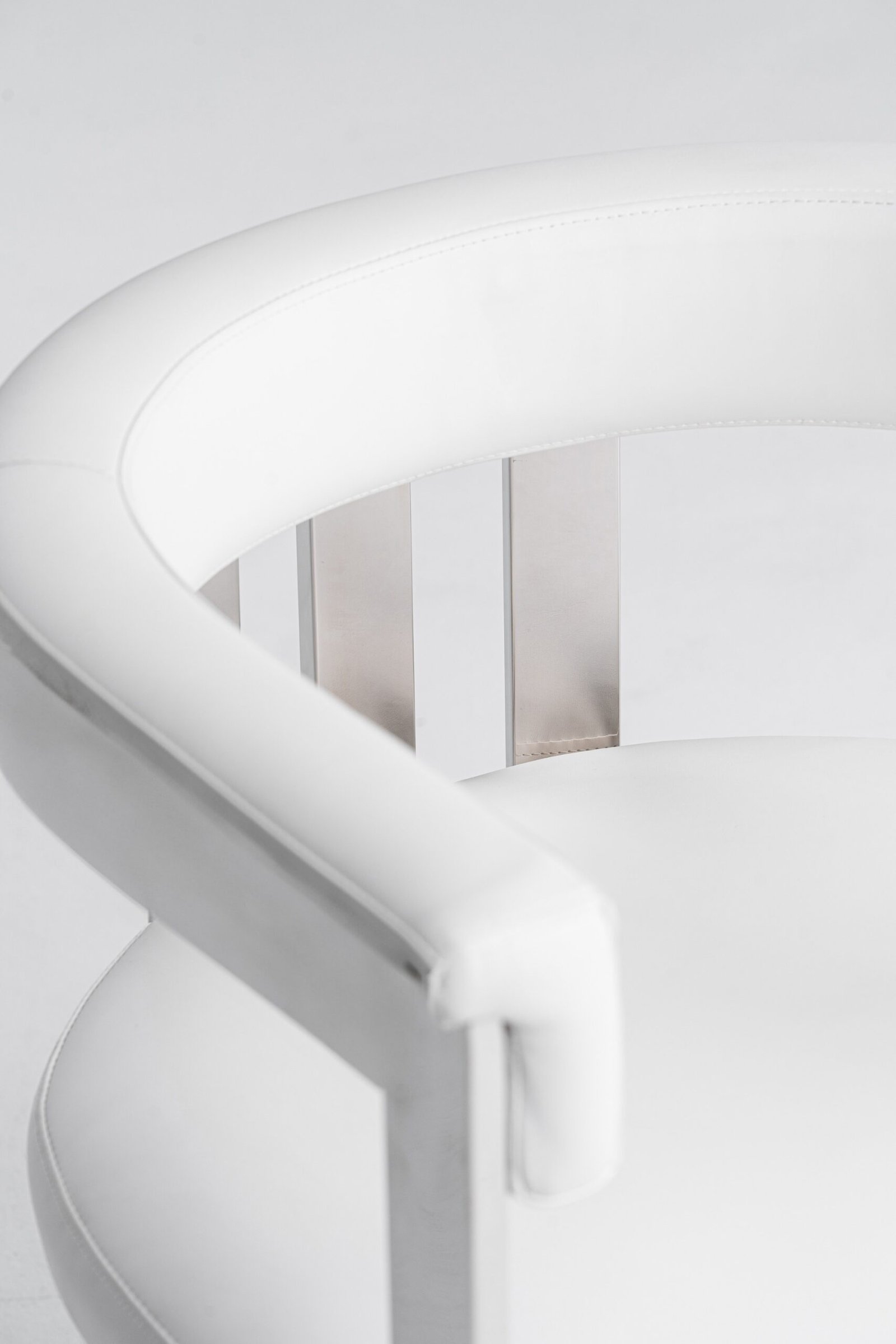 Modrest Pontiac - Modern White Vegan Leather + Stainless Steel Dining Chair - Image 4