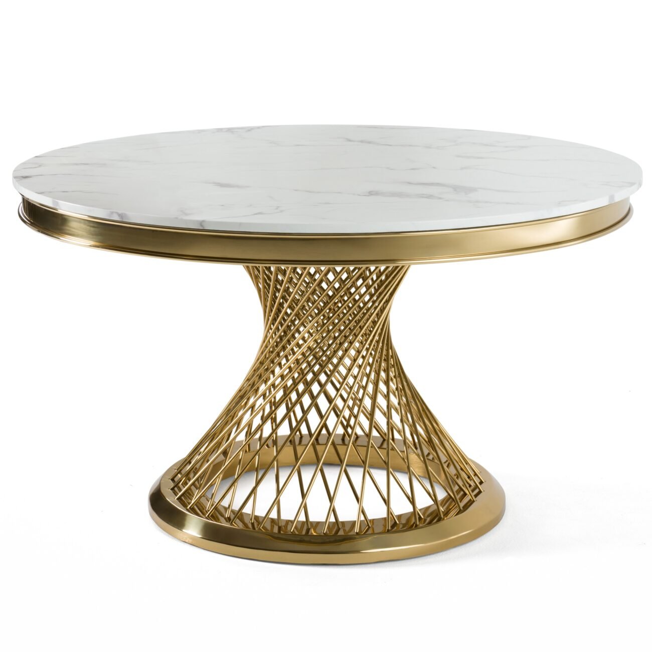 Modrest Potter - White Marble & Gold Stainless Steel Round Dining Table