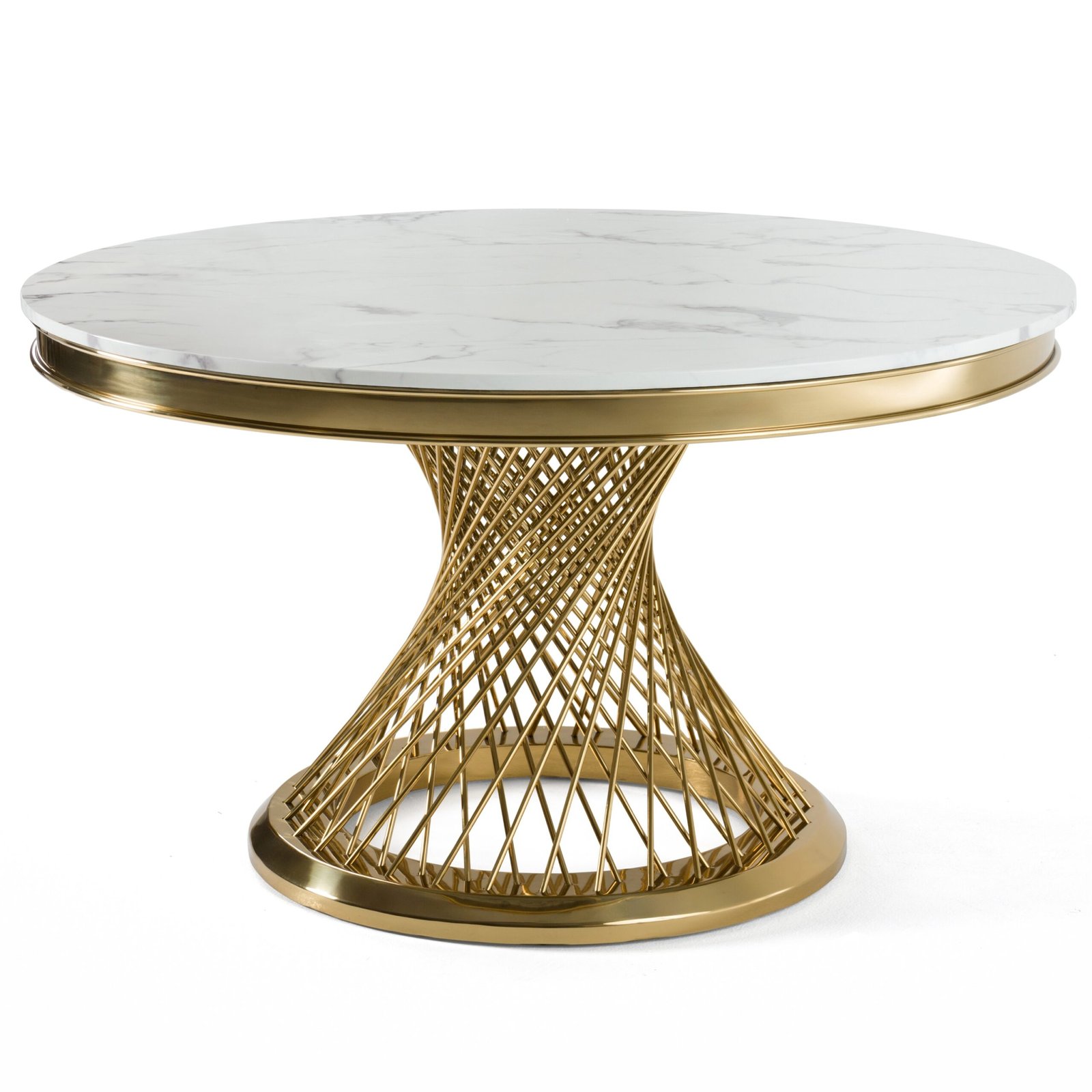 Modrest Potter - White Marble & Gold Stainless Steel Round Dining Table