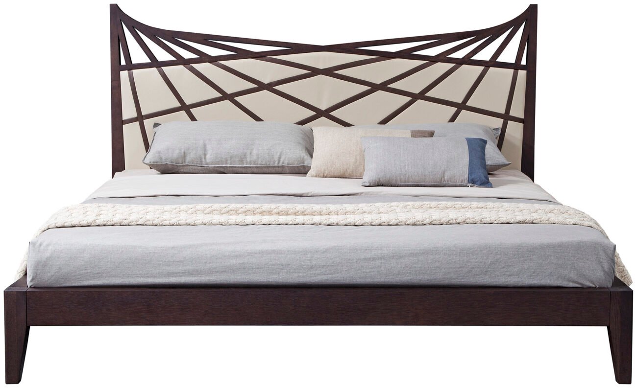 Modrest Prism Modern Brown & Beige Bonded Leather Bed