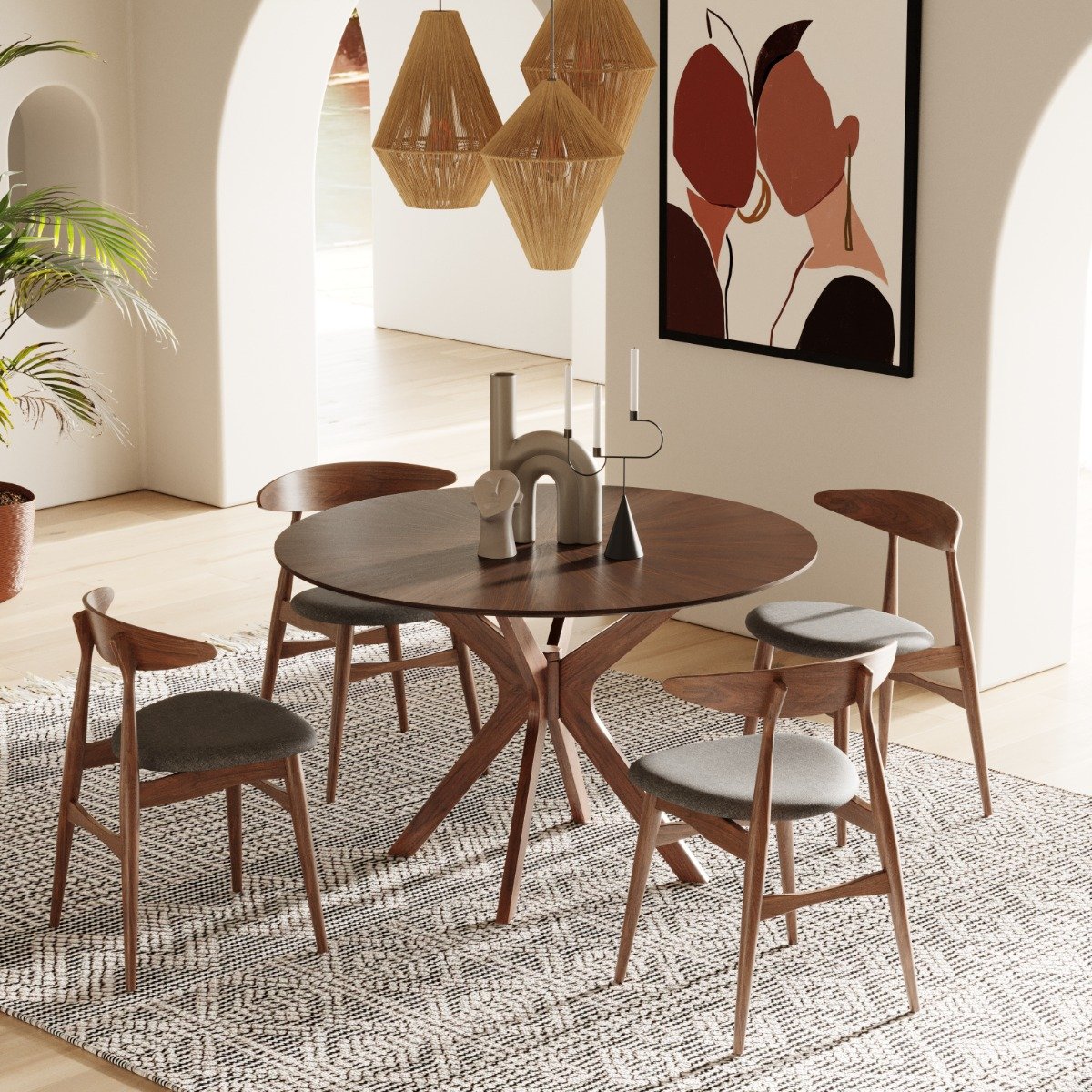 Modrest Prospect - Modern 47" Round Walnut Dining Table - Image 2
