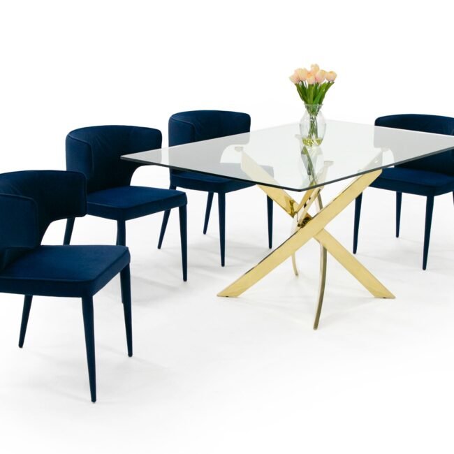 Modrest Pyrite Modern Glass and Gold Dining Table - Image 2