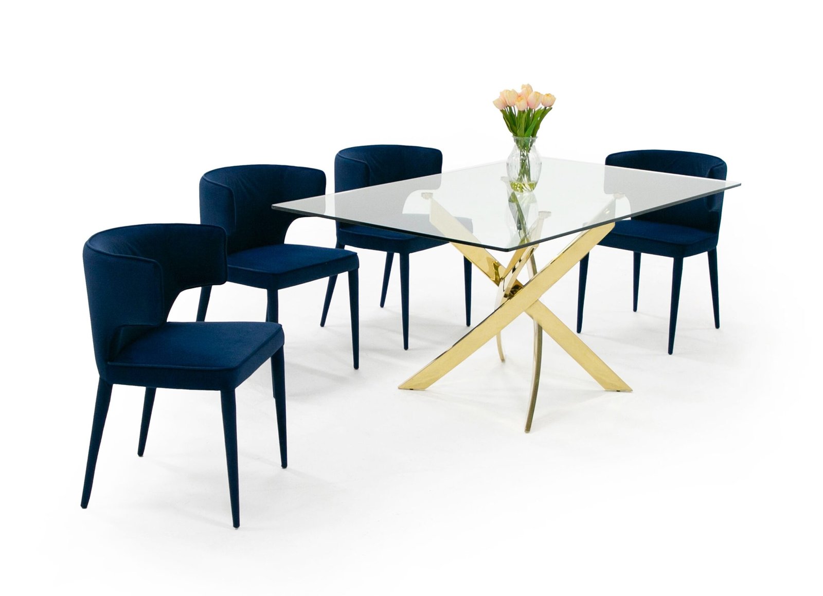 Modrest Pyrite Modern Glass and Gold Dining Table - Image 2