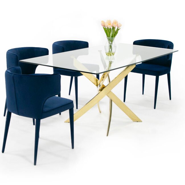 Modrest Pyrite Modern Glass and Gold Dining Table - Image 3
