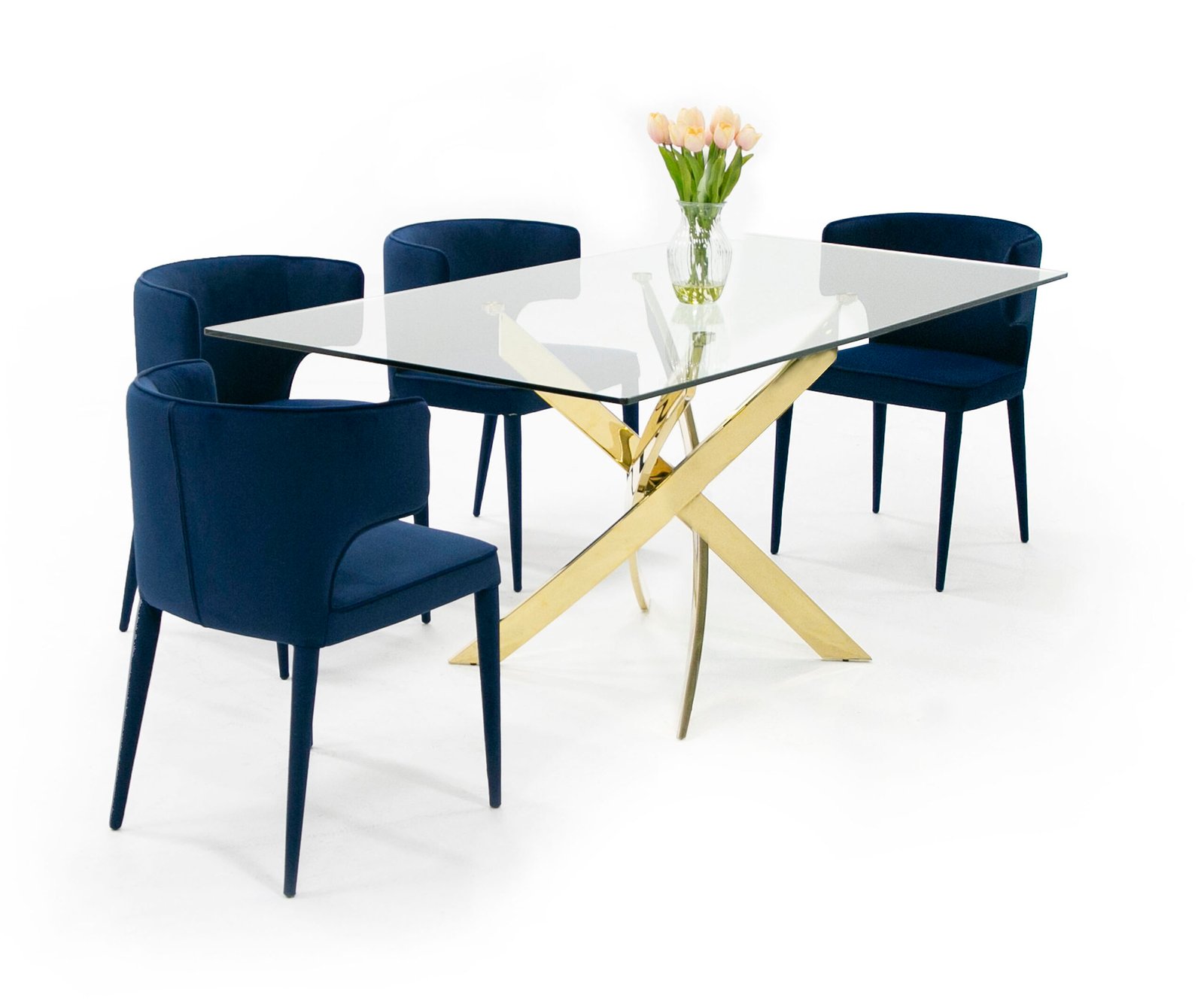 Modrest Pyrite Modern Glass and Gold Dining Table - Image 3