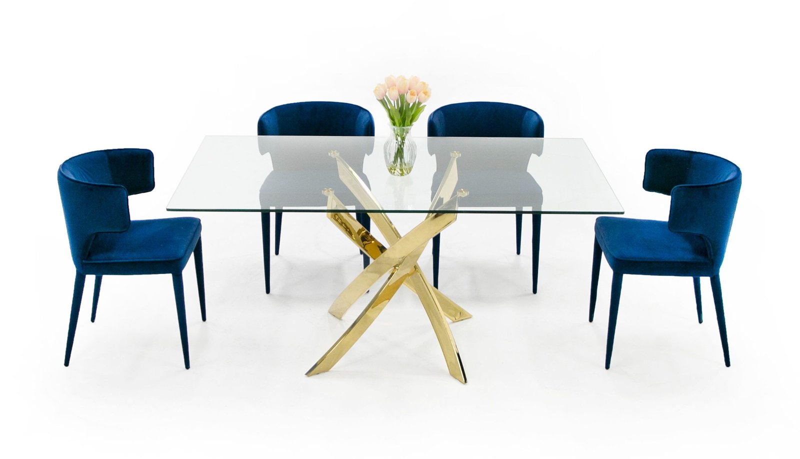 Modrest Pyrite Modern Glass and Gold Dining Table - Image 4