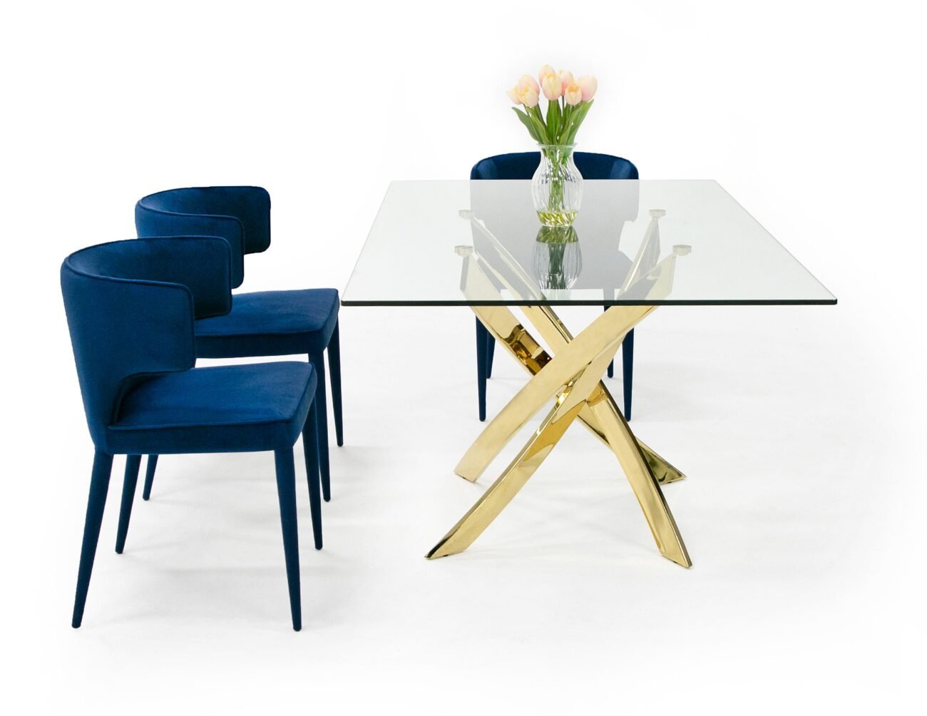 Modrest Pyrite Modern Glass and Gold Dining Table - Image 5