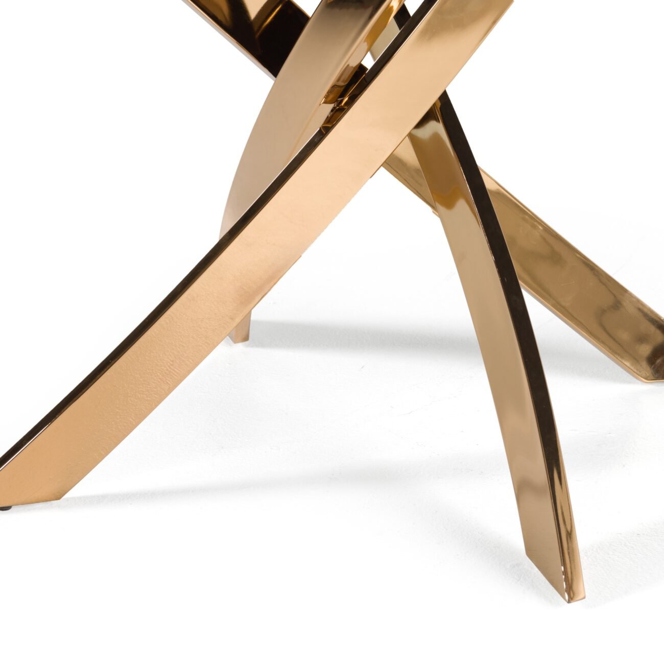Modrest Pyrite - Modern Brown Glass + Rosegold Rectangular Dining Table - Image 4