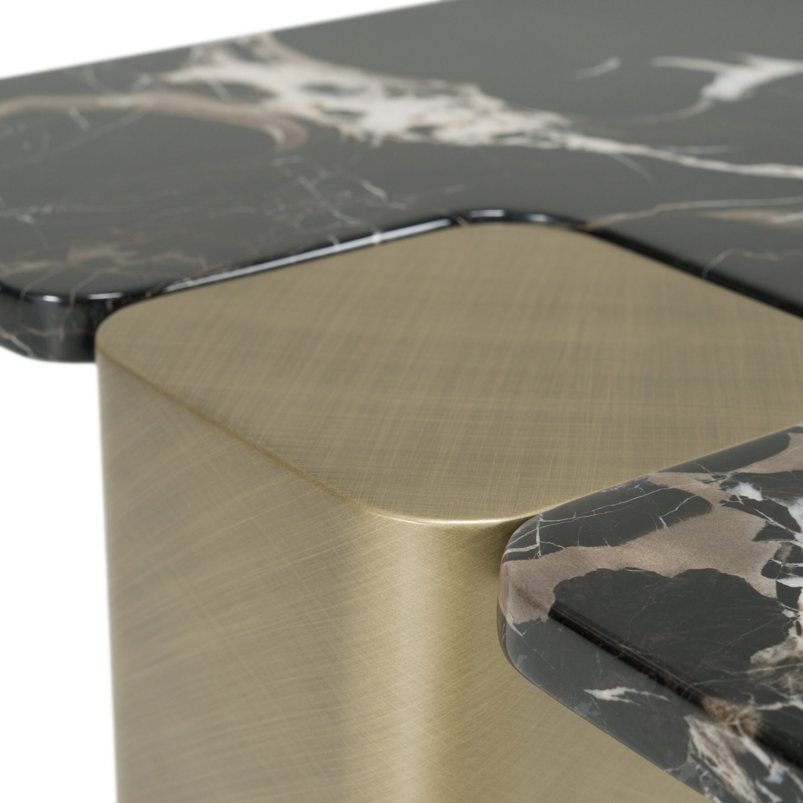 Modrest Quest - Modern Black Rose Marble + Antique Brass End Table - Image 3