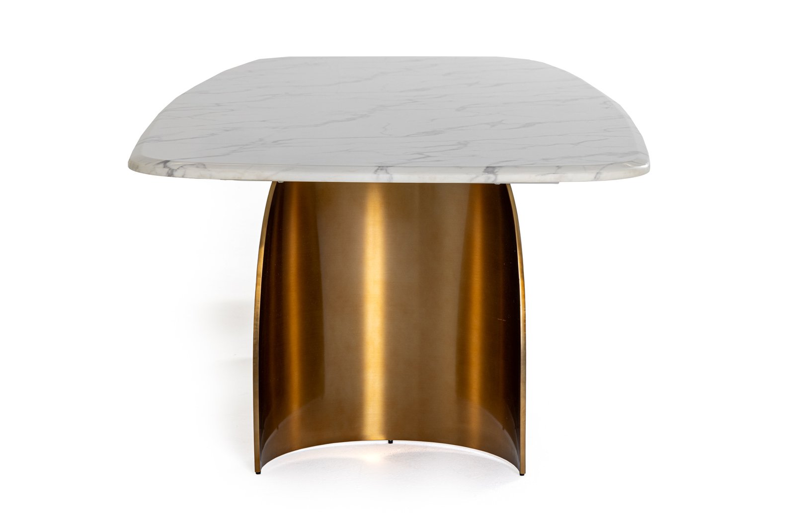 Modrest Reynold - Glam Faux Marble + Gold Stainless Steel Dining Table - Image 2