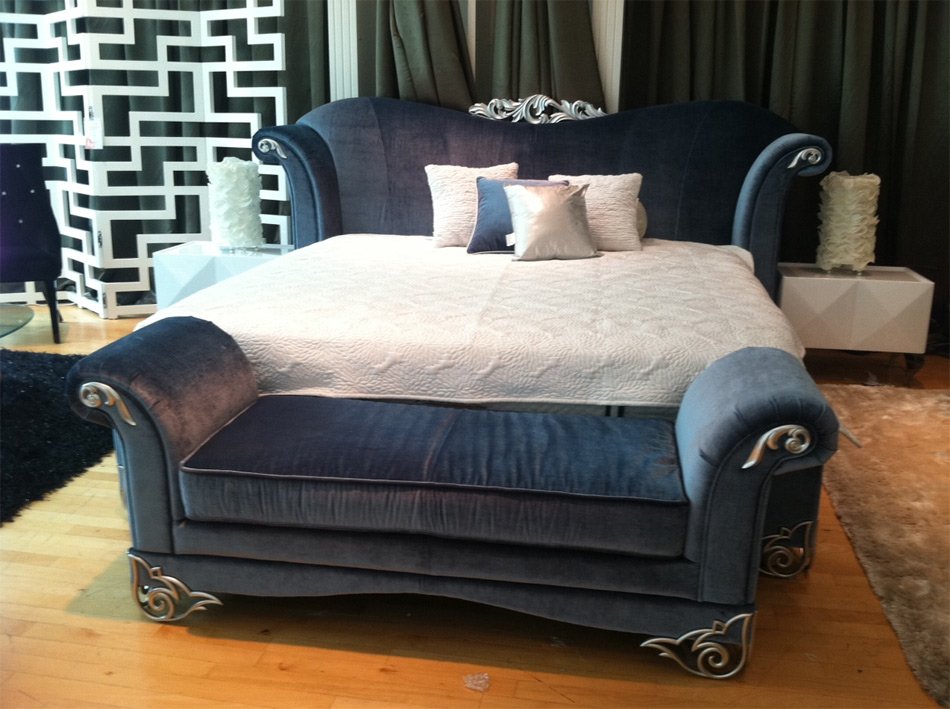 Rita Transitional Velour Fabric Bench - Image 3