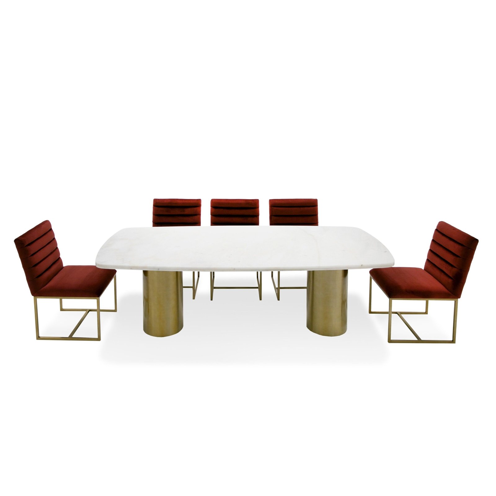 Modrest Rocky - Glam White Marble & Brush Gold Large Dining Table - Image 2