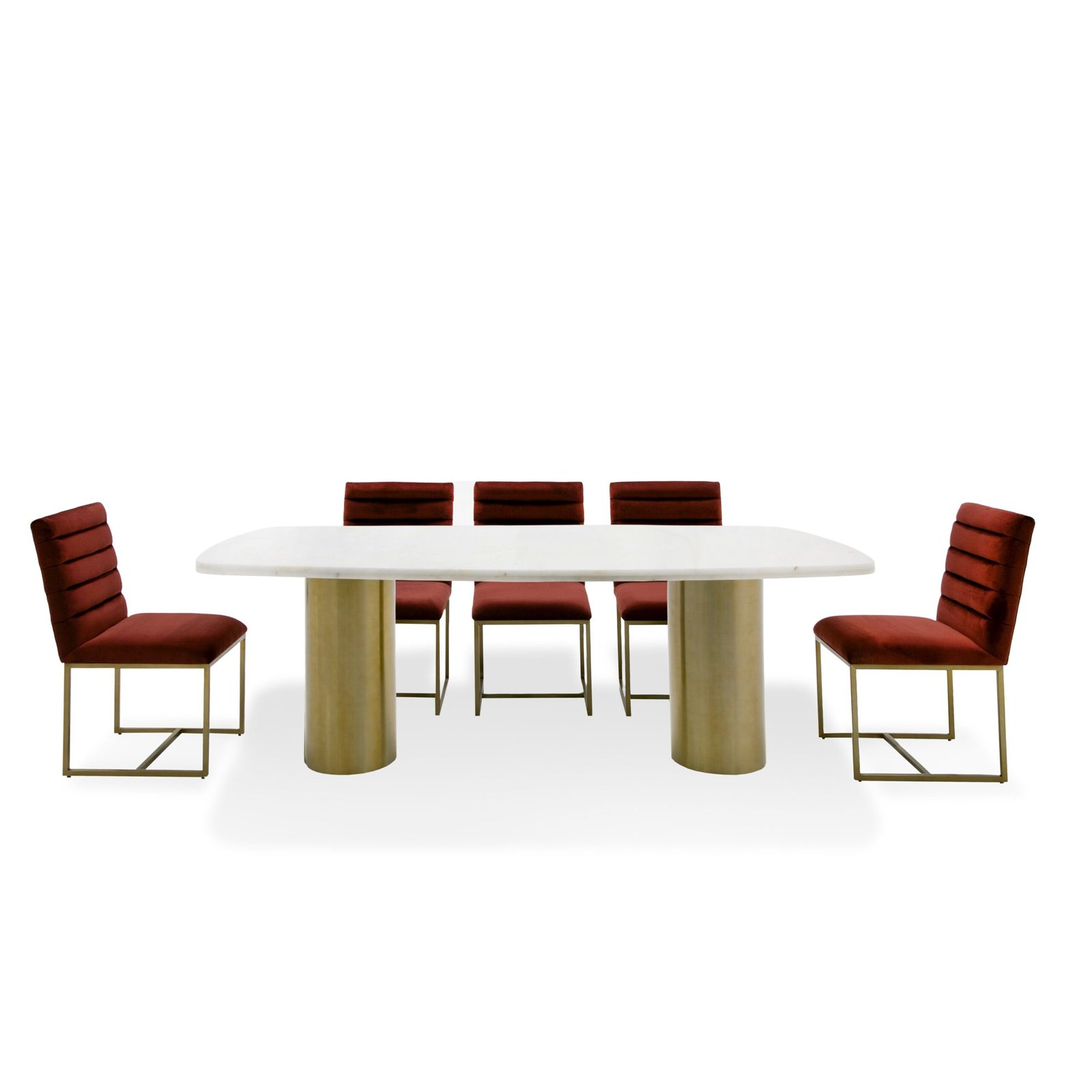 Modrest Rocky - Glam White Marble & Brush Gold Large Dining Table - Image 3