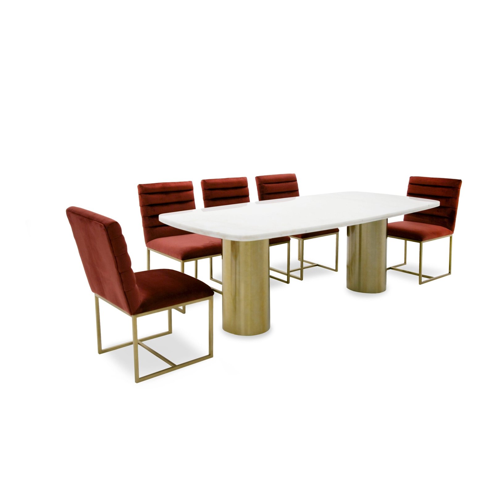 Modrest Rocky - Glam White Marble & Brush Gold Large Dining Table - Image 4