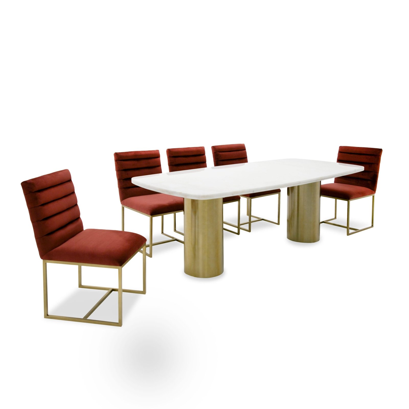 Modrest Rocky - Glam White Marble & Brush Gold Large Dining Table - Image 5