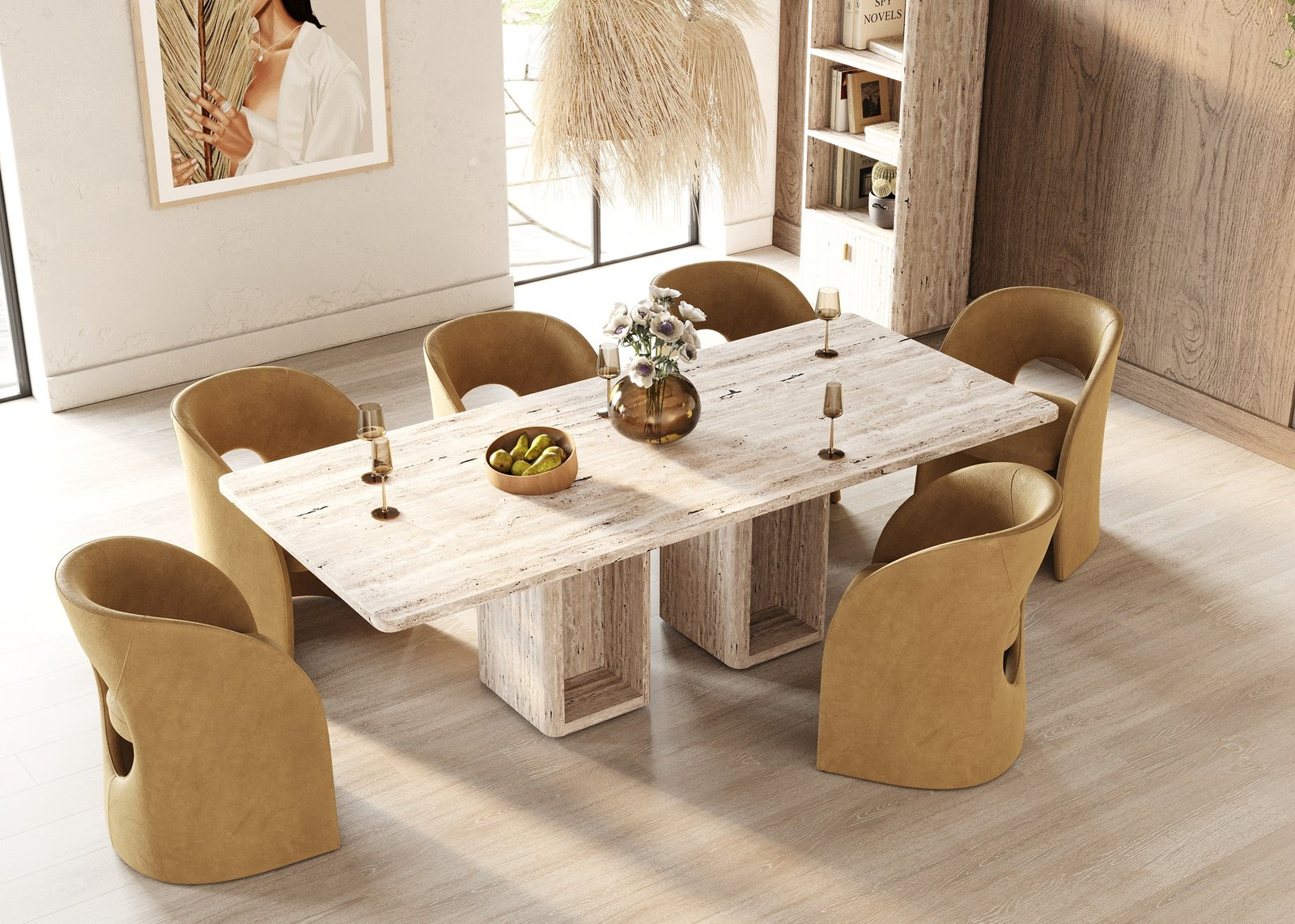 Nova Domus Roma - Modern Travertine Rectangular Dining Table - Image 3