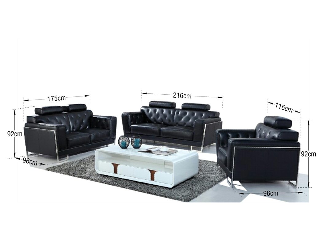 Divani Casa Huron Modern Black Leather Sofa - Image 4
