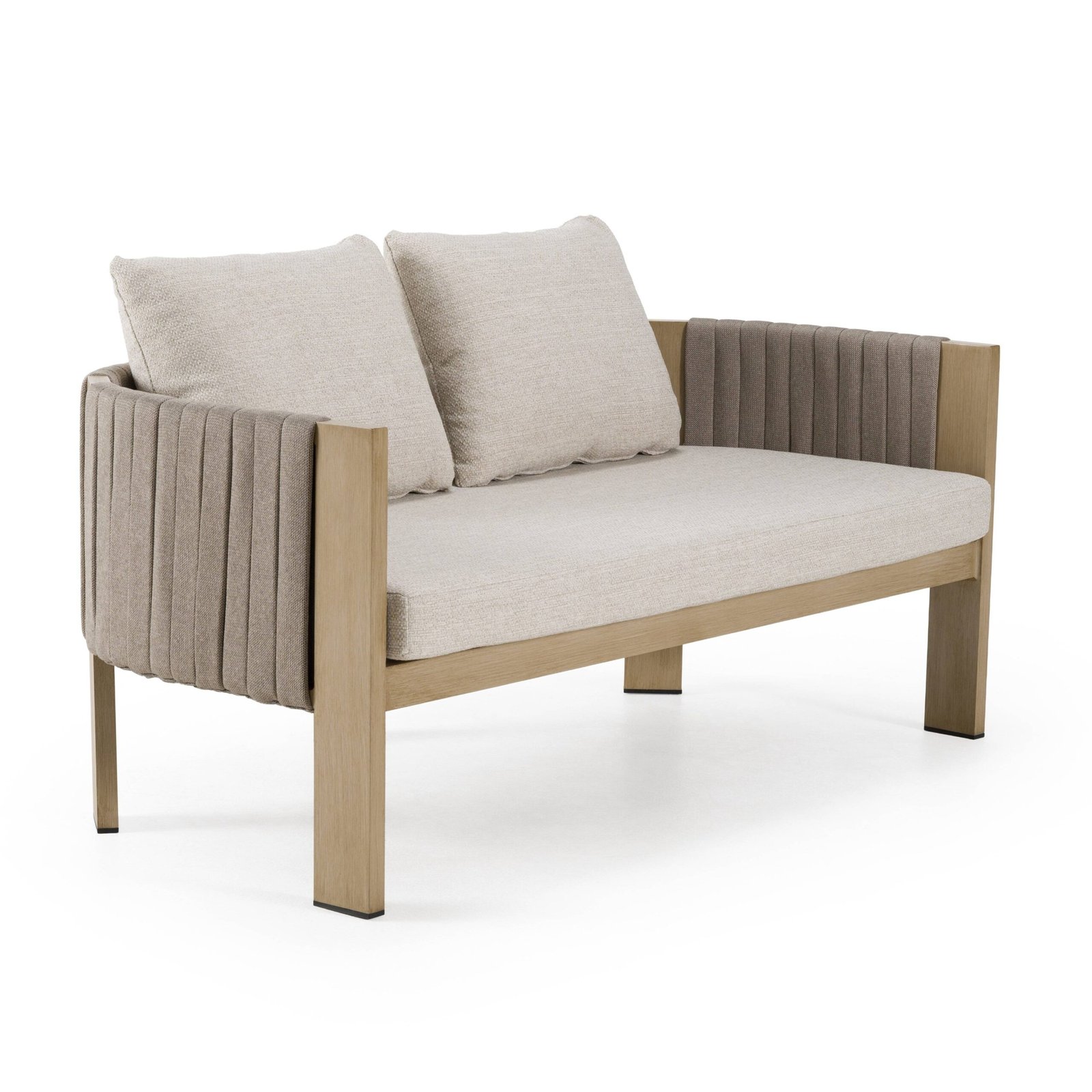 Renava Salvora - Outdoor Beige Fabric & Grey Rope Loveseat - Image 2