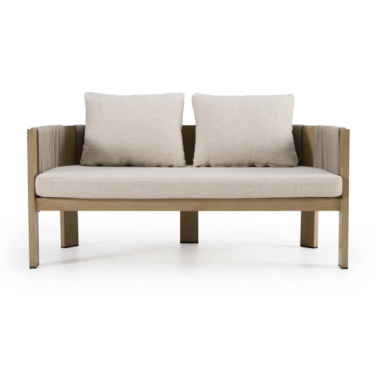 Renava Salvora - Outdoor Beige Fabric & Grey Rope Loveseat - Image 3