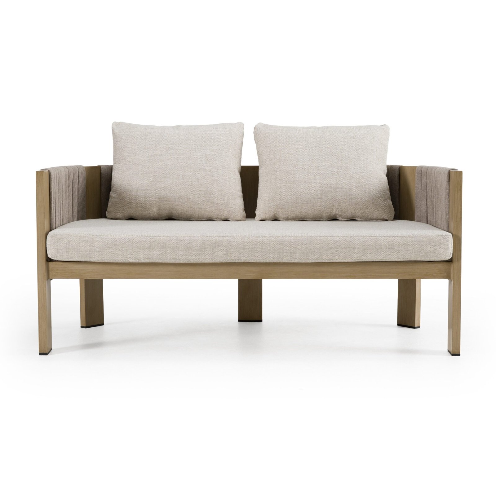 Renava Salvora - Outdoor Beige Fabric & Grey Rope Loveseat - Image 3