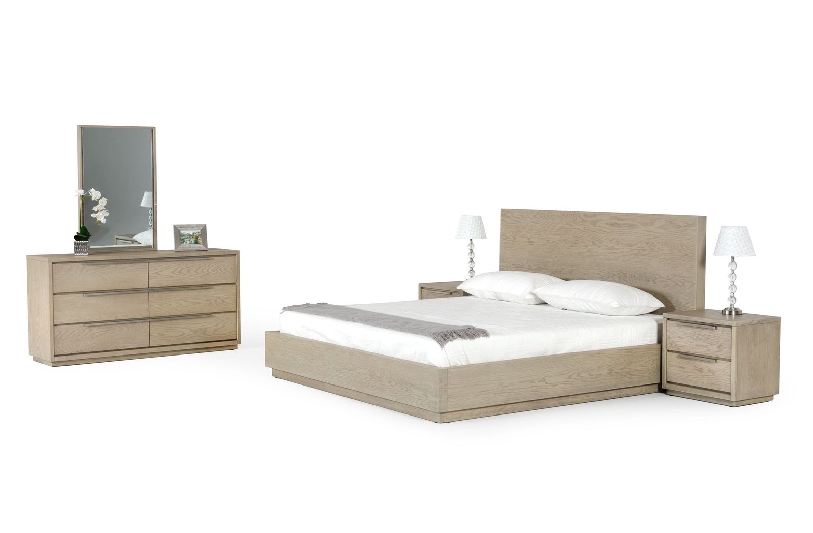 Eastern King Modrest Samson - Contemporary Grey & Silver Bedroom Set - Image 2