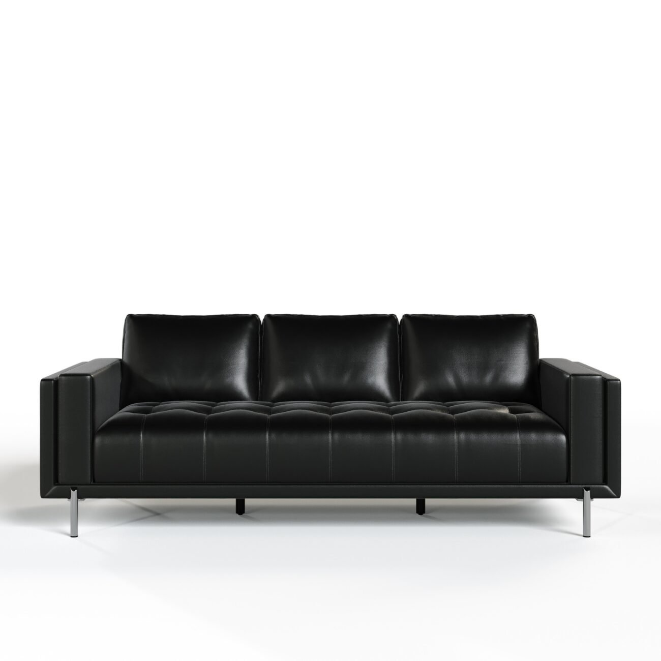 Divani Casa Schmidt - Modern Black Leather Sofa + 2 Chairs - Image 2