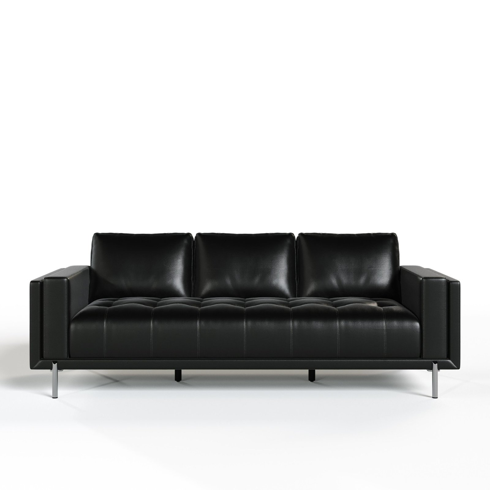 Divani Casa Schmidt - Modern Black Leather Sofa + 2 Chairs - Image 2