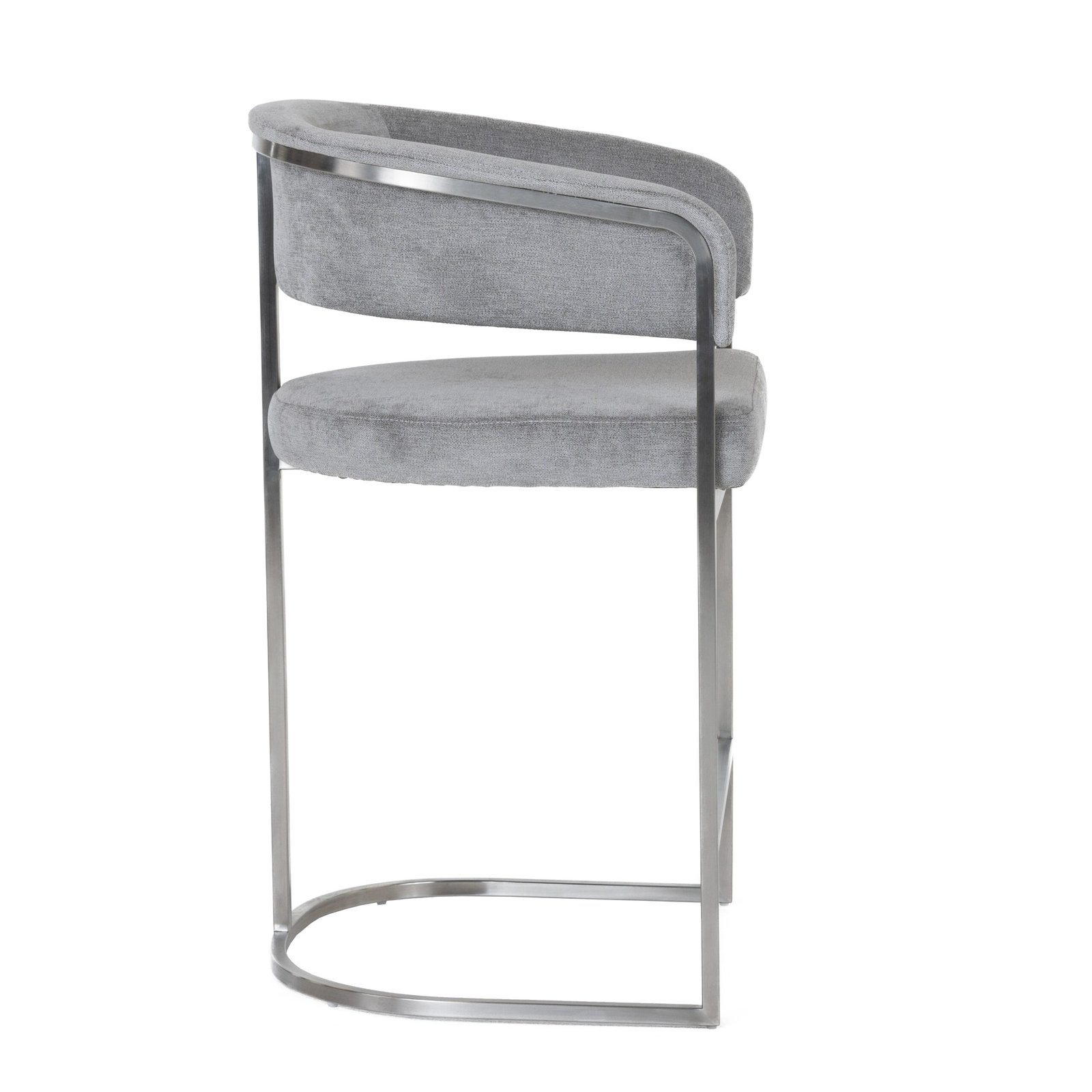 Modrest Sebastian - Modern Grey Fabric + Stainless Steel Counter Chair - Image 2