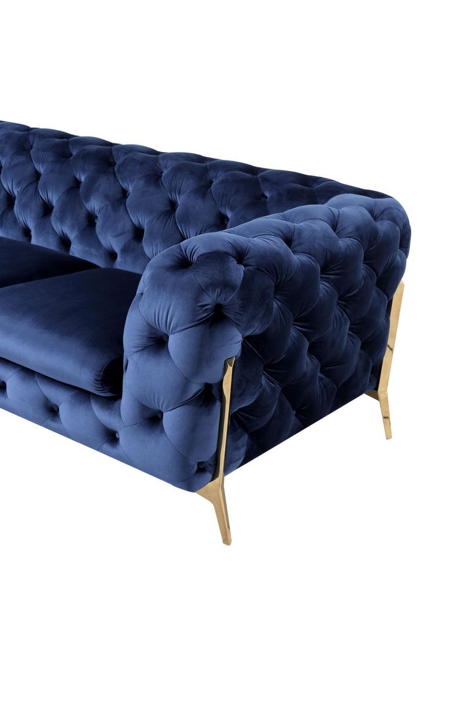 Divani Casa Sheila - Transitional Dark Blue Fabric Sofa - Image 3