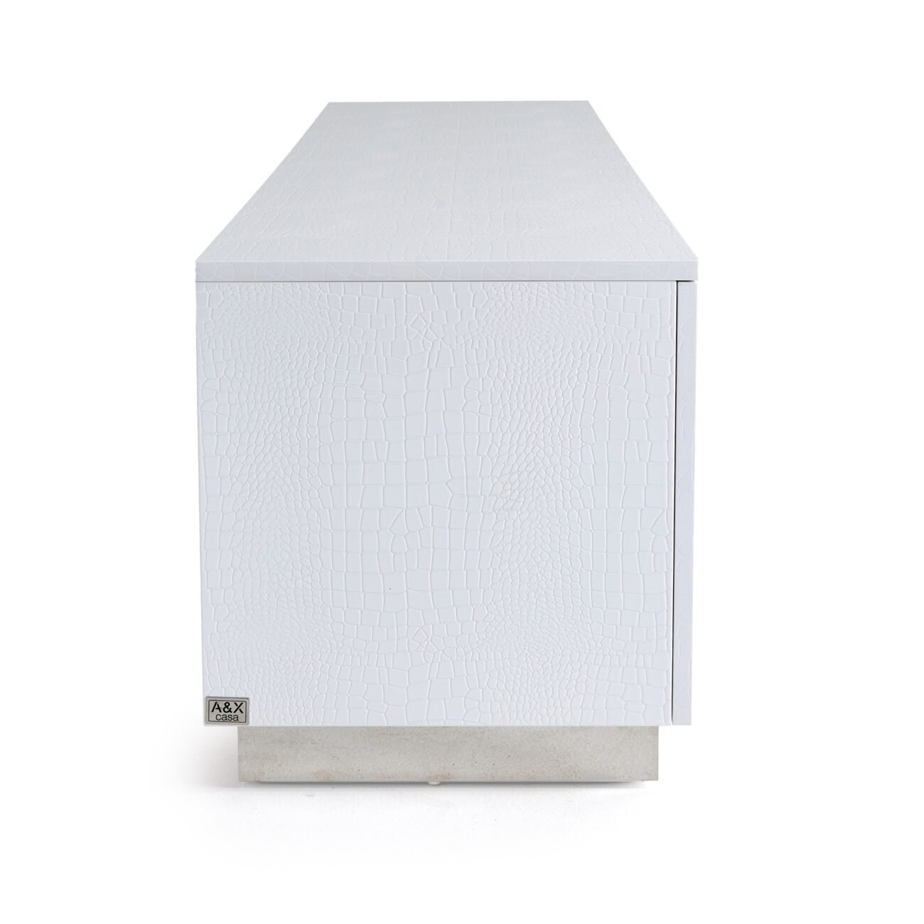 A&X Skyline Modern White Crocodile TV Stand - Image 5