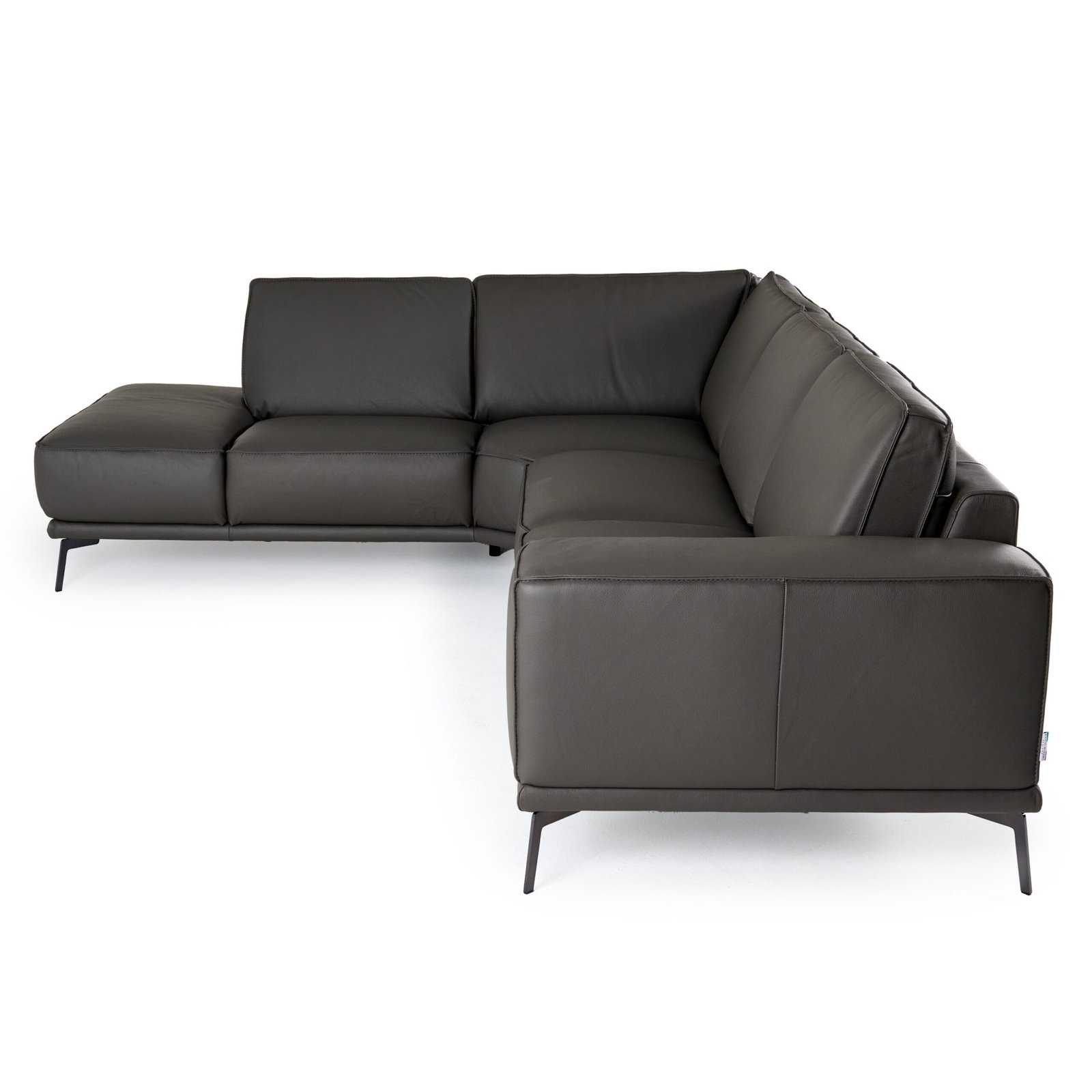 Lamod Italia Soho - Italian Left Facing Grey Nirvana Fume Leather Sectional Sofa - Image 2