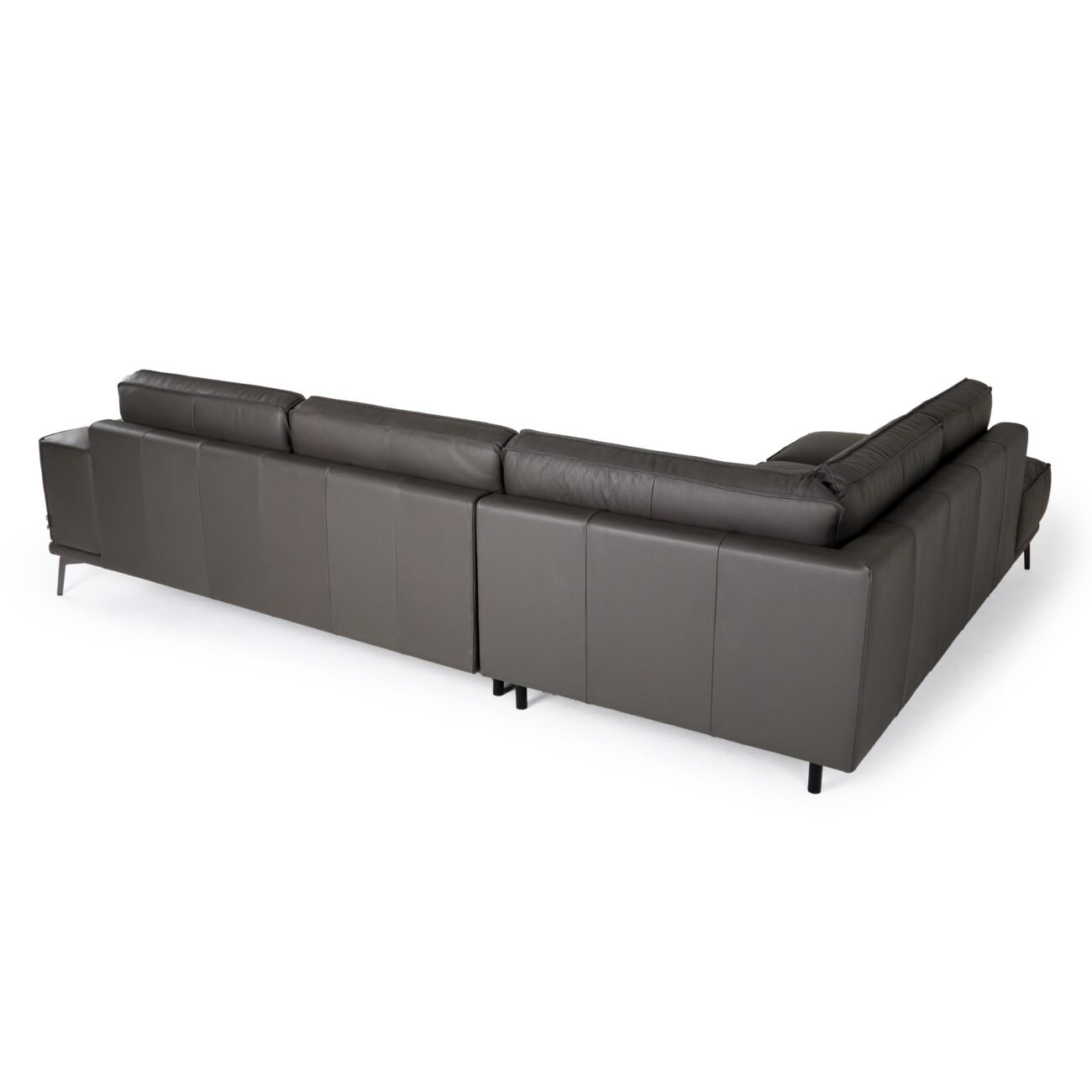 Lamod Italia Soho - Italian Left Facing Grey Nirvana Fume Leather Sectional Sofa - Image 3
