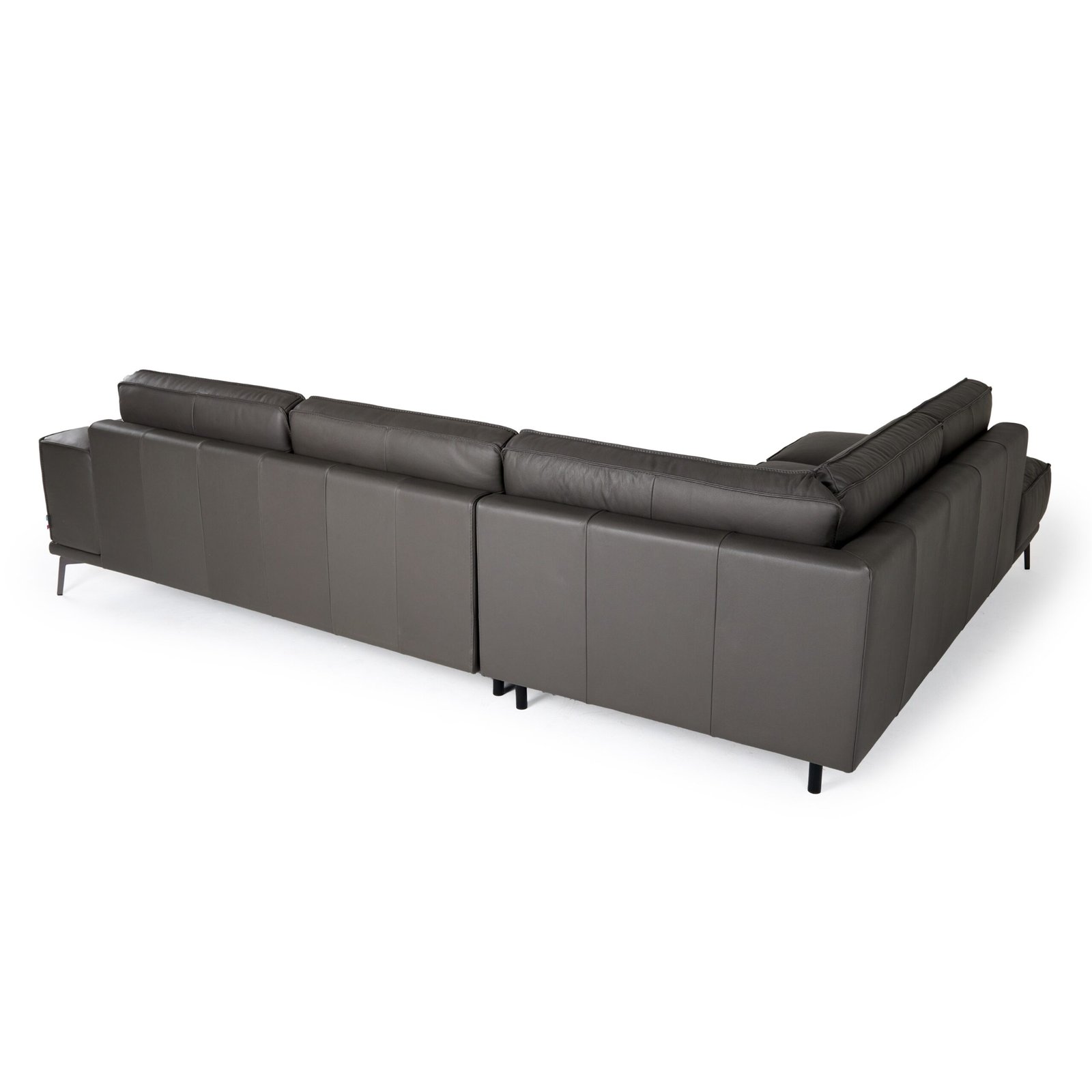 Lamod Italia Soho - Italian Left Facing Grey Nirvana Fume Leather Sectional Sofa - Image 3