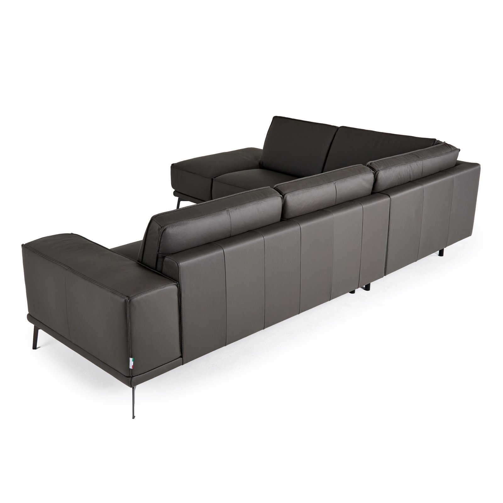 Lamod Italia Soho - Italian Left Facing Grey Nirvana Fume Leather Sectional Sofa - Image 4